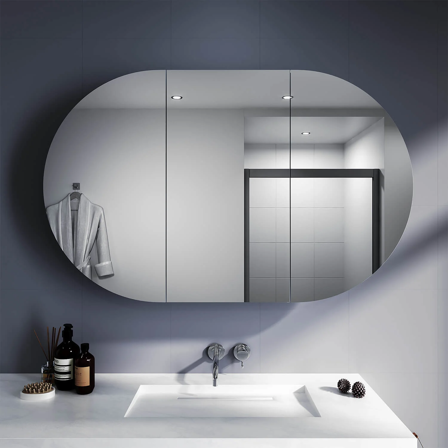 Custom oval bathroom mirror
